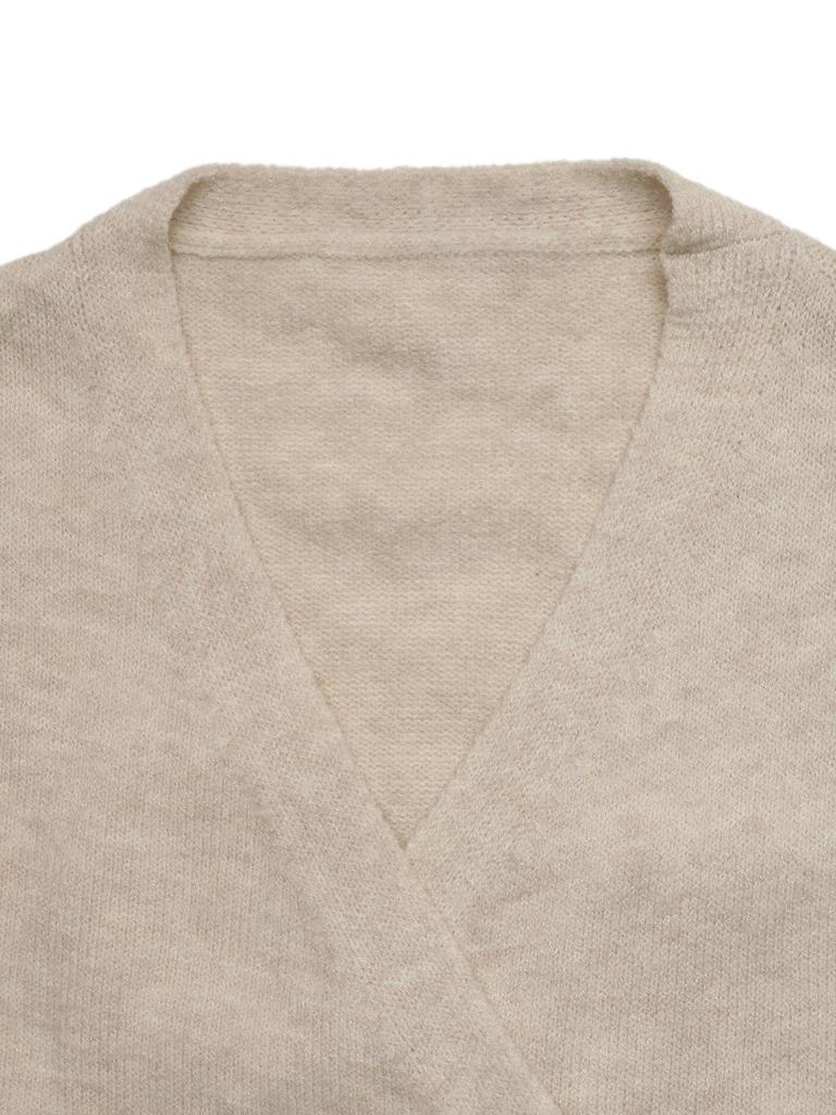2026 A/W Knit Women's Irregular Short V-Neck Tie Waist Long Sleeve Sweater
