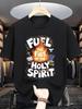 Fuel The Fire Of The Holy Spirit Unisexs Crew Neck T Shirt Faith Flame Cross Graphic Short Sleeve Tee Casual Male Street Tops