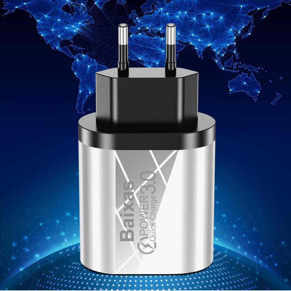 Universal QC3.0 Fast Charger - UK/EU/US, Single Port, Travel Adapter