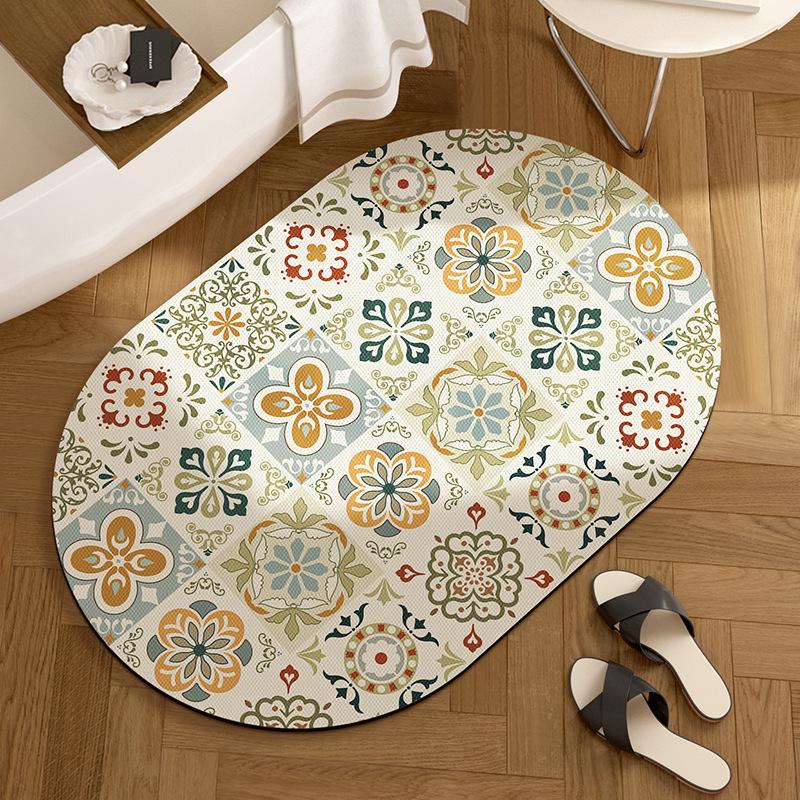American Retro Diatomaceous Earth Bathroom Floor Mat - Absorbent, Non-Slip, Stain & Wear Resistant, Easy Care for Toilet Entrance