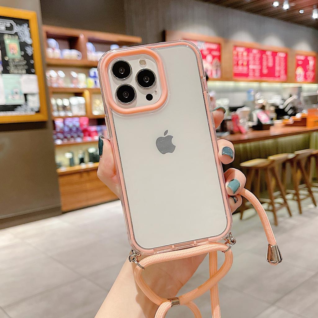 Applicable To the New Apple 14PROMAX Mobile Phone Case iPhone13 Mobile Phone Case Apple 14 Three-in-one Transparent Lanyard