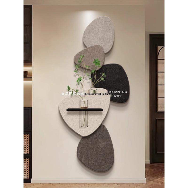 Chinese-Style Foyer Painting: 'Turn Stones Into Gold' with Hydroponic Green Plant Design