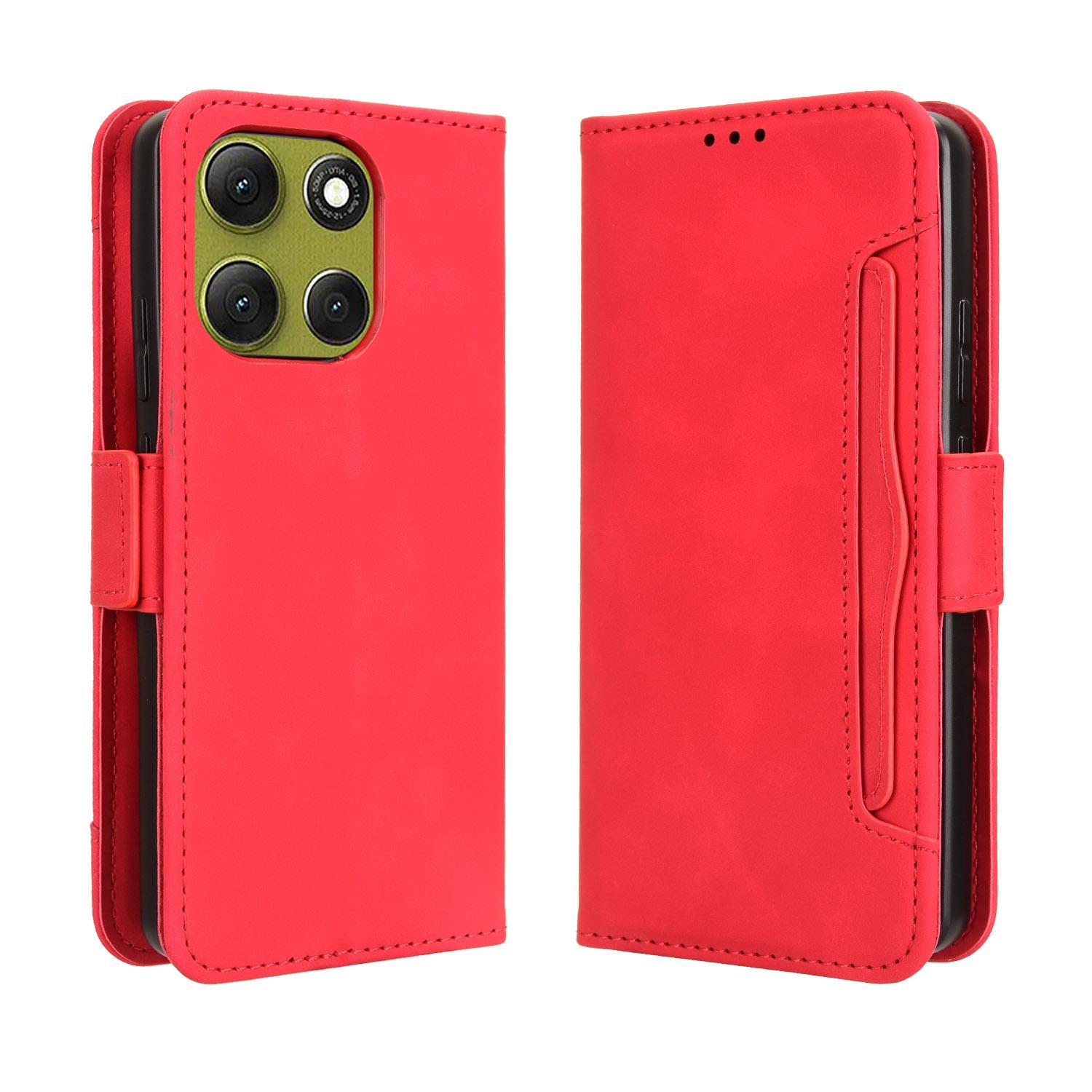 

For Motorola Moto G86 5G Leather Case Phone Wallet Cover with Multiple Card Slots Red