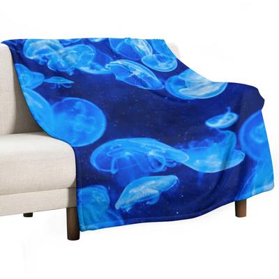 Blue Jellyfish! Throw Blanket Decoratives Blankets and Throws Travel Christmas Decoration Blankets