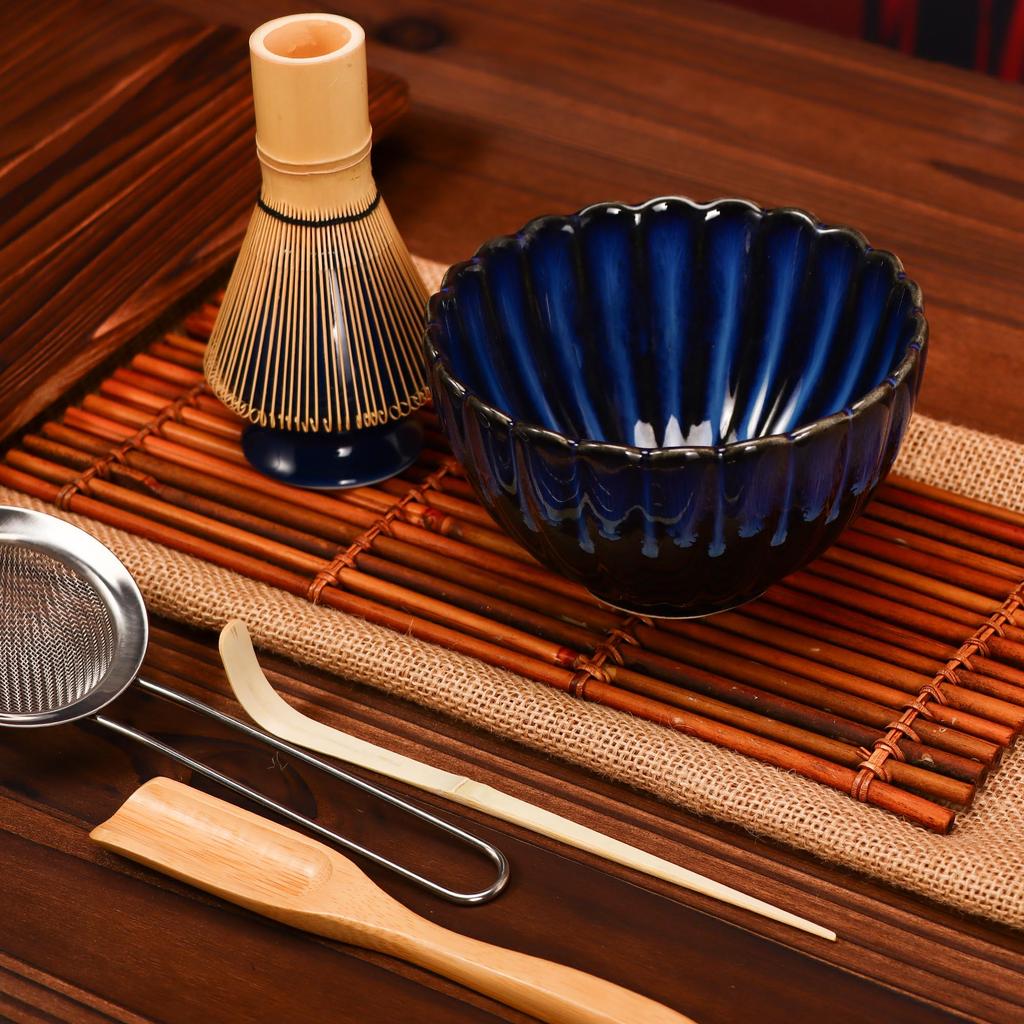 DiDiBirDi Matcha 6dílný čajový obřad Matcha Tea Matcha Šlehací metla Matcha Bambusová naběračka Tradiční Bamboo Chasen Dárek pro čajový obřad pro začátečníky Set, sada,