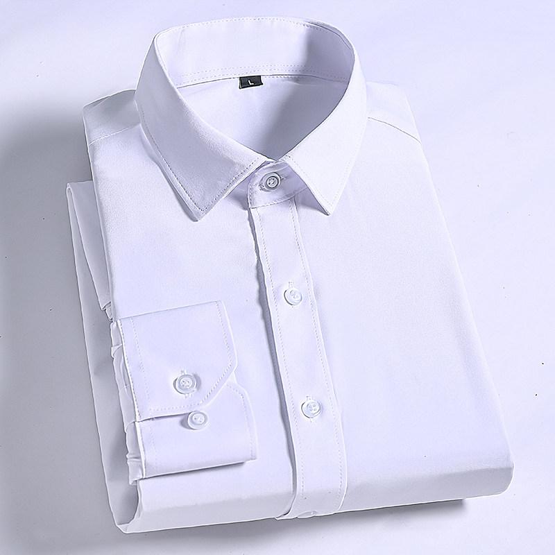 6XL 7XL Men's Classic Long Sleeve Formal Shirt Solid Color Business Office Fashion Black Blue White Dress Shirts Casual Work Top