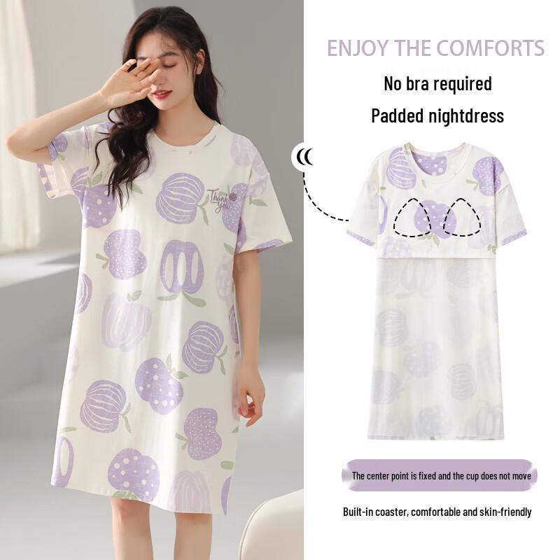 Женский хлопковый пижамный комплект Qiansniao со встроенным бюстгальтером L