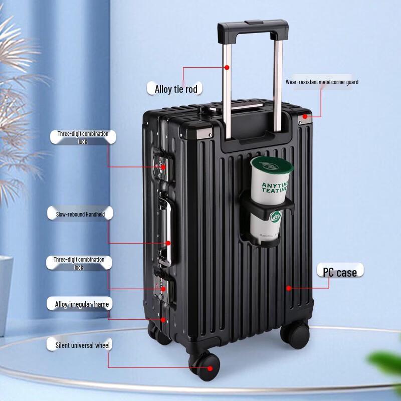 Hengyuanxiang Vertical Stripe Business Aluminum Frame Suitcase