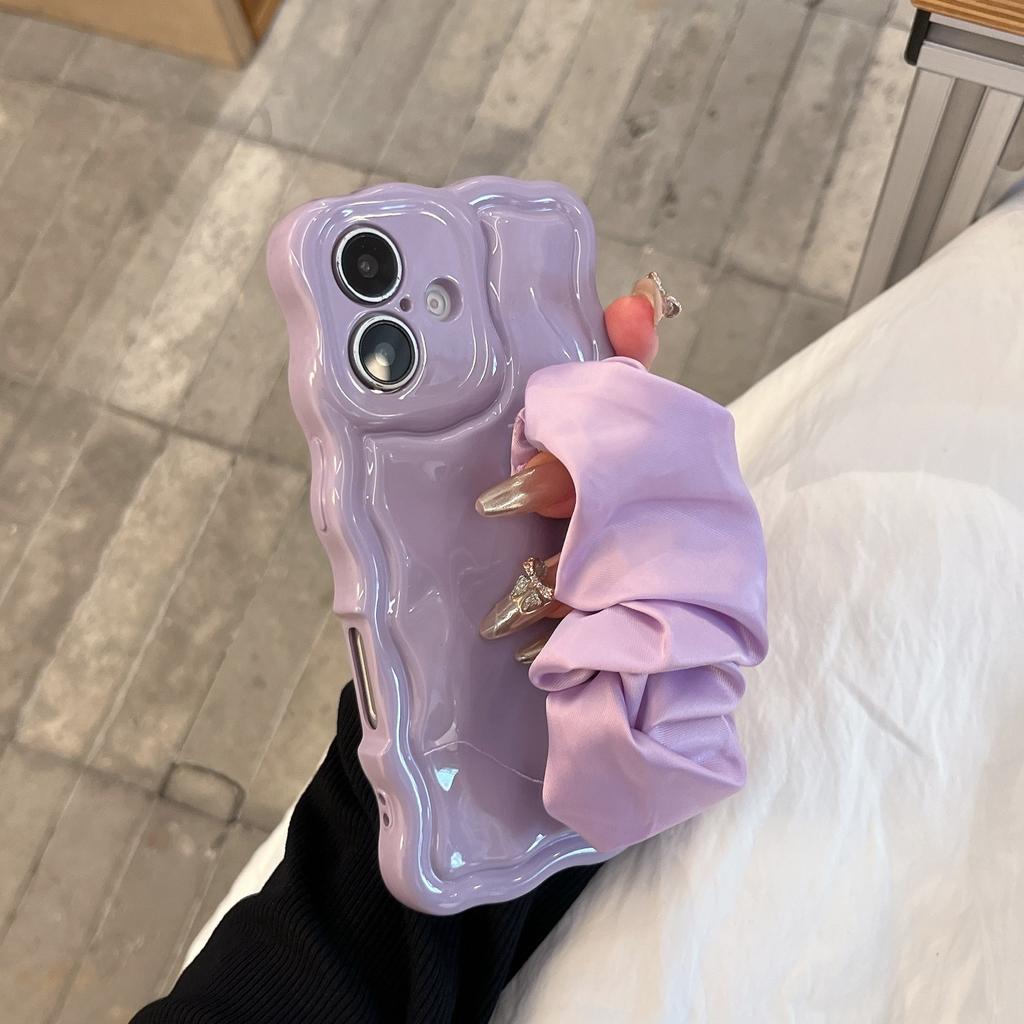 Korean high-end silk scarf wristband for iPhone16Pro max Apple 17 mobile phone case 15/14 wave case
