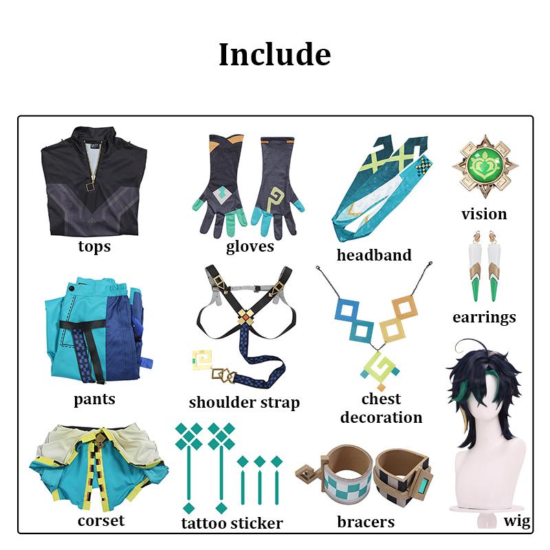 Kinich Cosplay Genshin Impact Cosplay Kostüm Perücke Turnfire Jagd Anzug Herren Damen Halloween Party Comic Con Rollenspiel Outfits