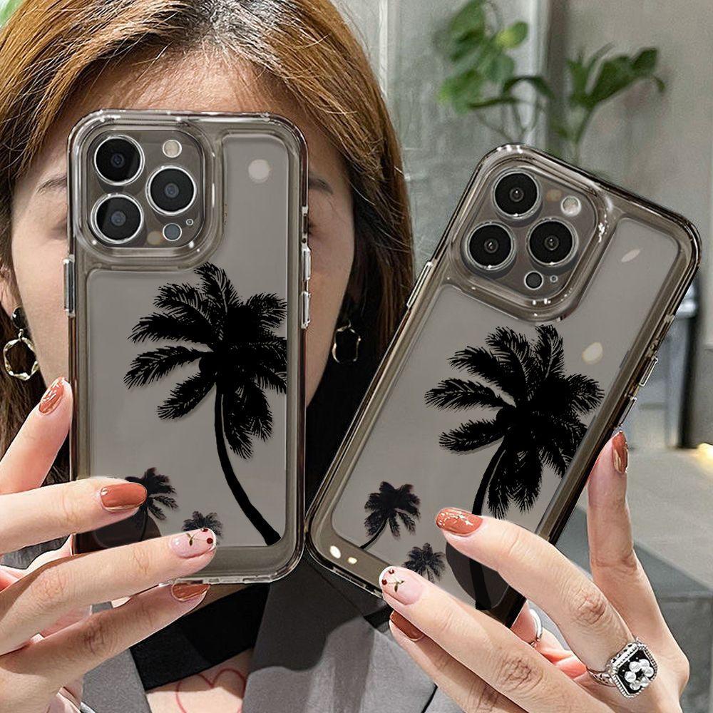 Simple Coconut Tree Is Suitable for iPhone17promax Mobile Phone Case 16pro Apple 14 All-inclusive High-value 15 Soft Case