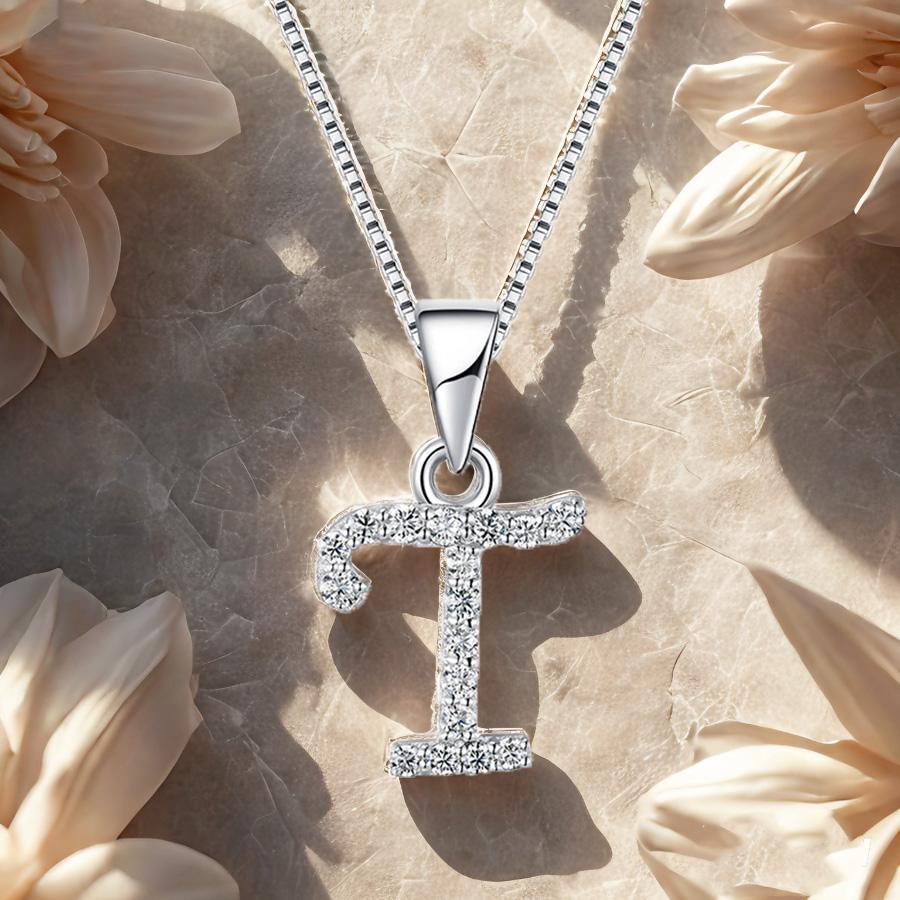 Bezauberndes Alphabet Elegantes Anhänger Anfangsbuchstabe T Schlichte Exquisite Liebesherz Halskette Mode DIY