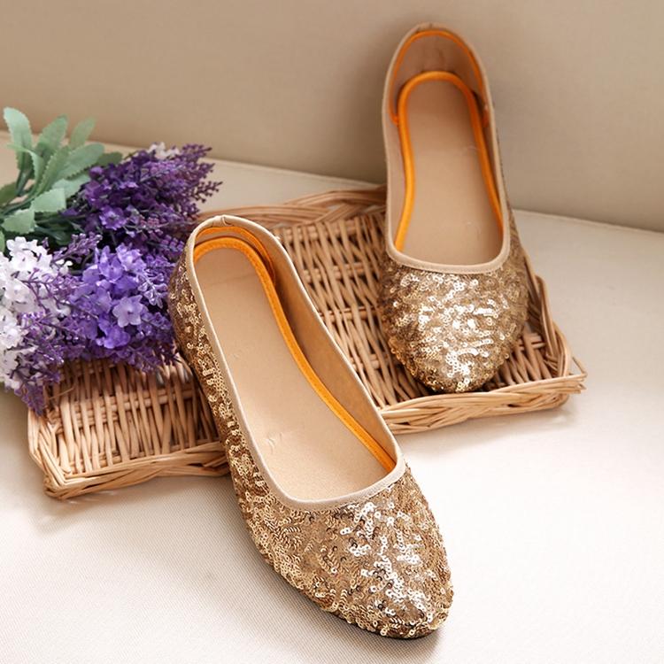 Cloth Shoes for Women Fashionable Sequins Flat Bottomed Women's Singles Mother's Shoes Flat Heels Lightweight Women's Shoes