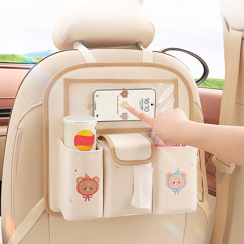 Car Seat Back Pocket Multi-functional Storage Bag Car Seat Back Hanging Garbage Bin Storage Car Interior Travel Accessories