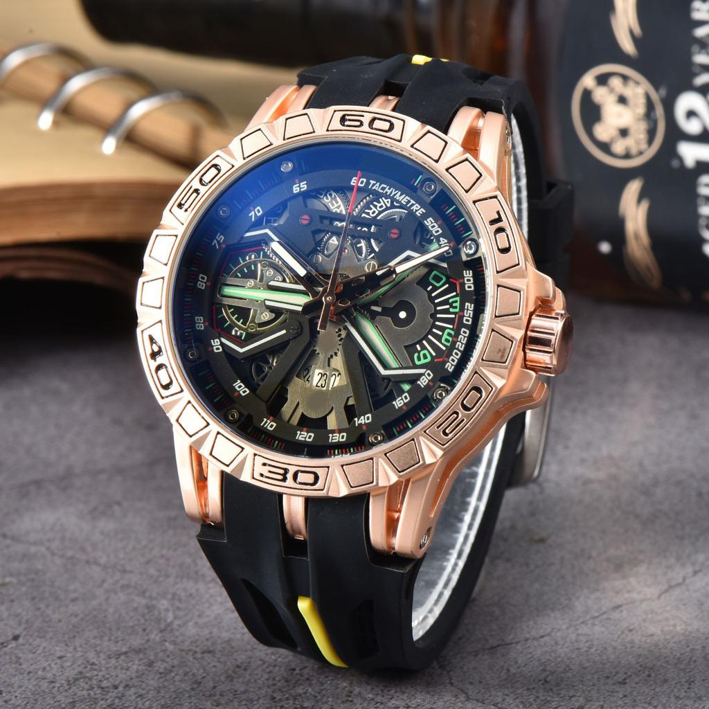 2025 New Business Leisure Large Dial Six-Pin Multifunctional Quartz Watch Personalized Men's Watch Engraved Pattern Watch