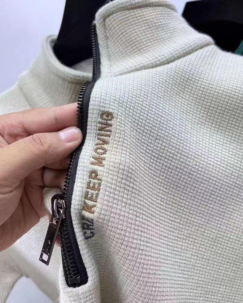 Men's Fleece-Lined Woodpecker Half-Zip Sweatshirt - Winter Casual Long-Sleeve Base Layer