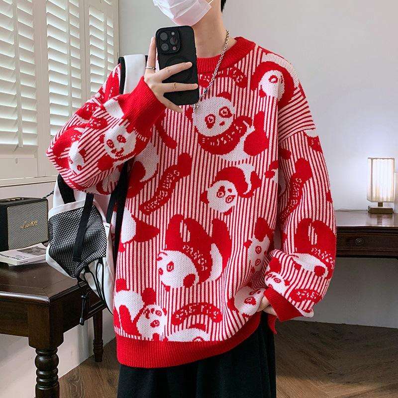 

Горячий Горячий Осень и Зима Новый Повседневный Свитер с Полукруглым Вырезом Мужской Низ Трикотаж Свитер 4XL красный