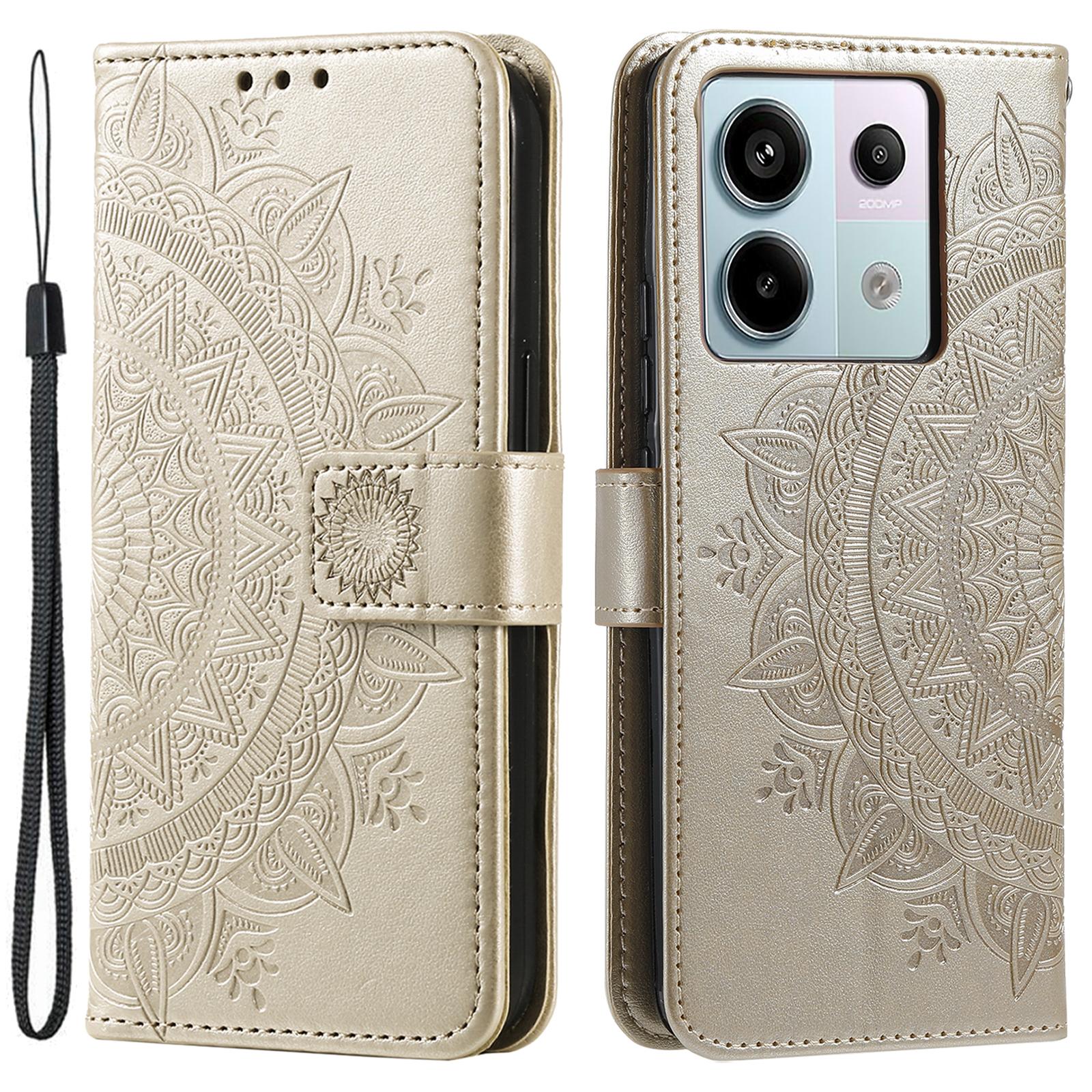 

For Xiaomi Redmi Note 13 Pro 5G/Poco X6 5G Case Mandala Flower Leather Wallet Cover Gold