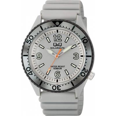 [Bürger Q A] Solaruhr 10 ATM Wasserdicht Analog Polyurethan-Armband H064 002 Herren Grau Silber