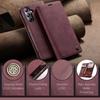CaseMe is suitable for Samsung A16, a shockproof card slot leather case, A06 retro magnetic frosted flip cover stand phone case