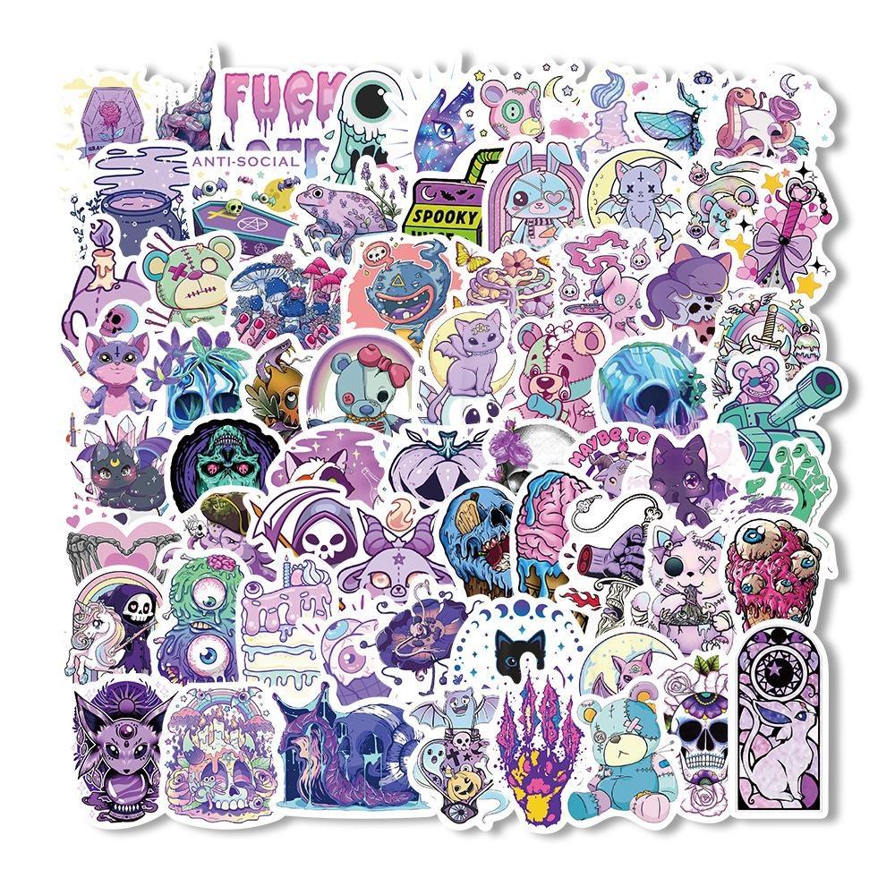 10/65PCS Halloween Stickers Cat and Skull Graffiti Stickers Water Bottle Laptop Mobile Phone Skateboard Suitcase Kids Adult Stickers