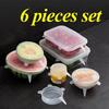 Couvercles étirables en silicone - Lot 6 pièces - Blanc - Réutilisable - Tailles universelles