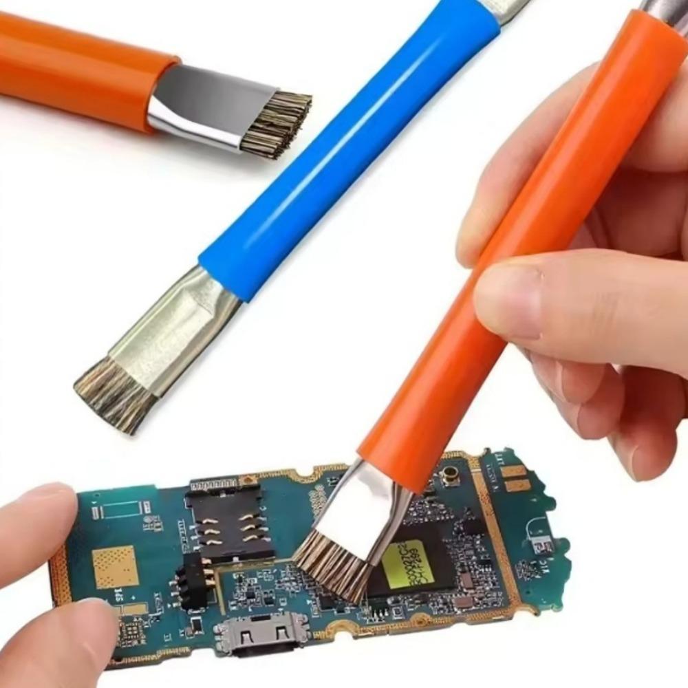 Sichere Stahl-Draht-Doppelkopf-Bürste Antistatisch Motherboard PCB Reinigungsbürste Handy Reparatur Werkzeugsatz Für IC-Kleberentfernung