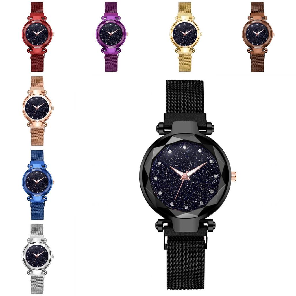 Starry Surface Ladies Watch With Quartz Movement And Metal Strap For Casual Wear And Gift