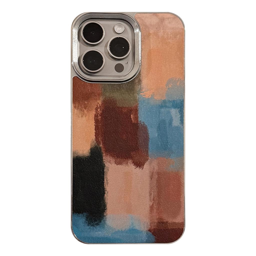 Art Contrast Color Splicing Apple 16 Mobile Phone Case 14promax Leather 15 Suitable for IPhone 13 Electroplating 11 Advanced