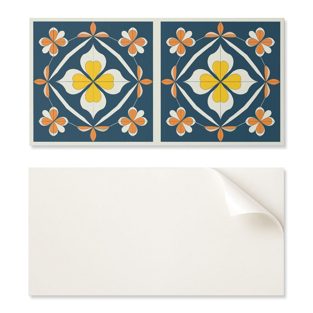 Self-Adhesive Vinyl Panel for Wall Decoration 100X50 Cm Floral Pattern with Symmetry