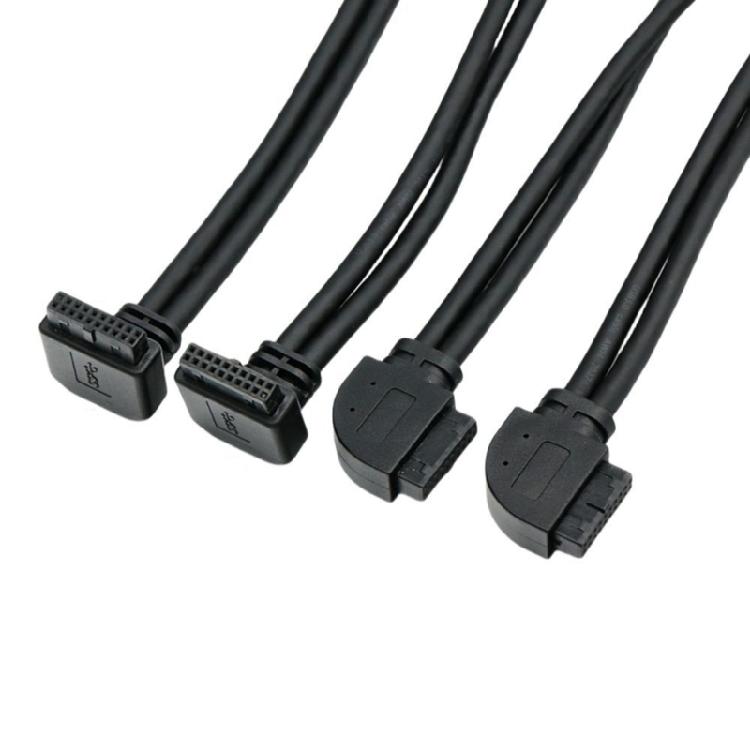 Fast Speed USB3.0 Internal Cable 19Pin 20Pin Right Angled Connector Shielding Flexible PVC For Desktop Motherboards