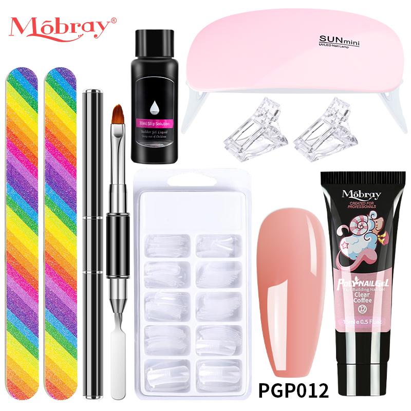 

Mobray Poly Nail Gel Set Манікюрний набір Gel Cuticle Pusher Finger Extend Mold Nail Kit Усе для швидкого нарощування манікюрний набір