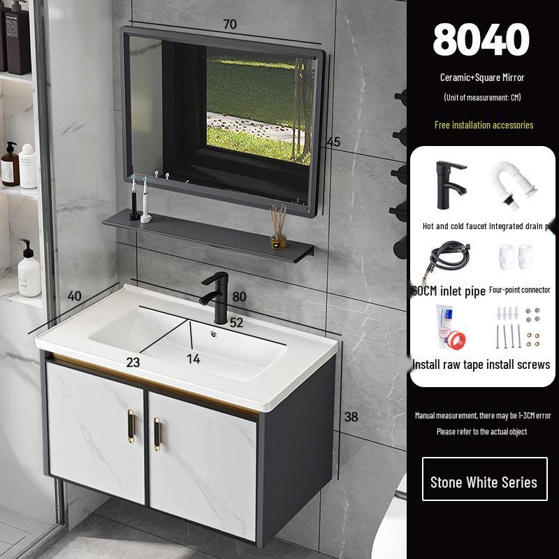 Luxury Space Aluminum Bathroom Vanity with Integrated Ceramic Basin for Compact Spaces