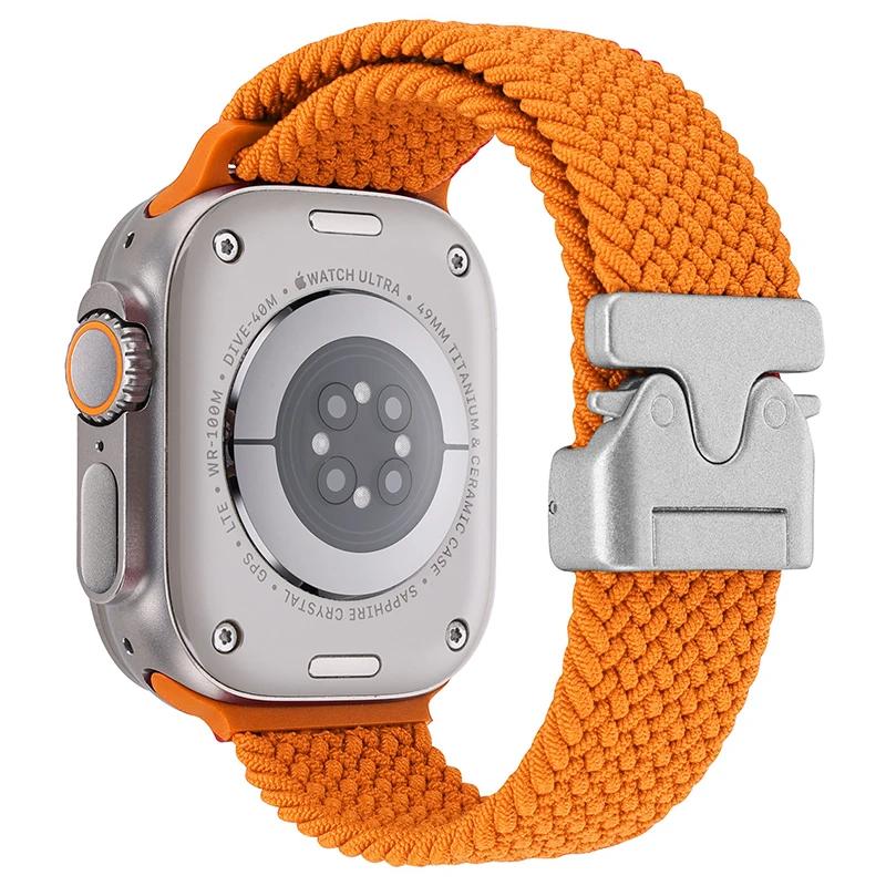 

Нейлоновый парашютный ремешок для Apple Watch Band 11/10 46мм 42мм Ultra 3 2 49мм Плетеный браслет iWatch Series 9 8 7 6 5 SE 45 44 40мм 44-45-46-49MM оранжевый