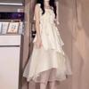 Gentle Wind Princess Long Dress Fairy Fairy Dress Sweet Suspender Irregular Pleated Dress Female Summer