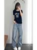 Spring/Summer Women's CE Style Cotton Knit Letter T-Shirt - Short Sleeve, Casual, Versatile.