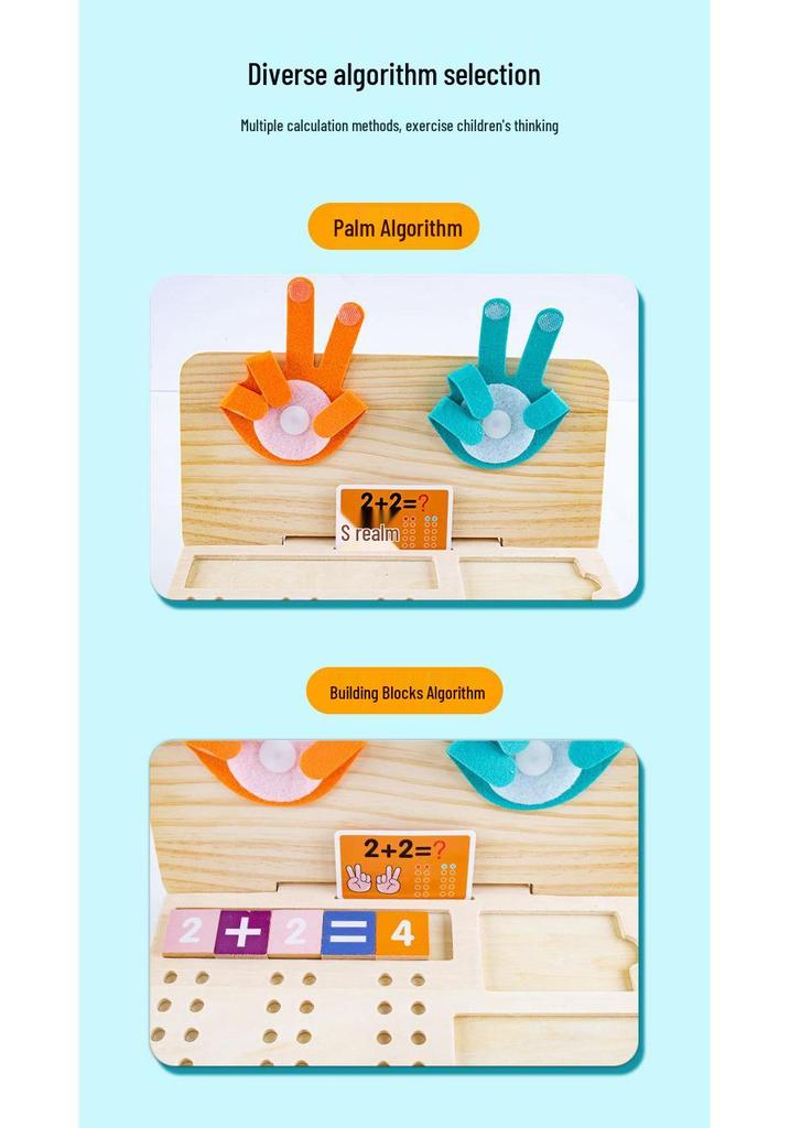 Children's Montessori Math Learning Board: Addition & Subtraction Finger Counting Toy for Kindergarten Cognitive Development.