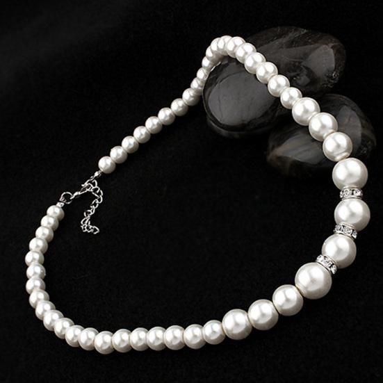 1 Set Wedding Jewelry Set Exquisite Inlaid Artistic Faux Pearl Necklace Earring Bracelet for Banquet