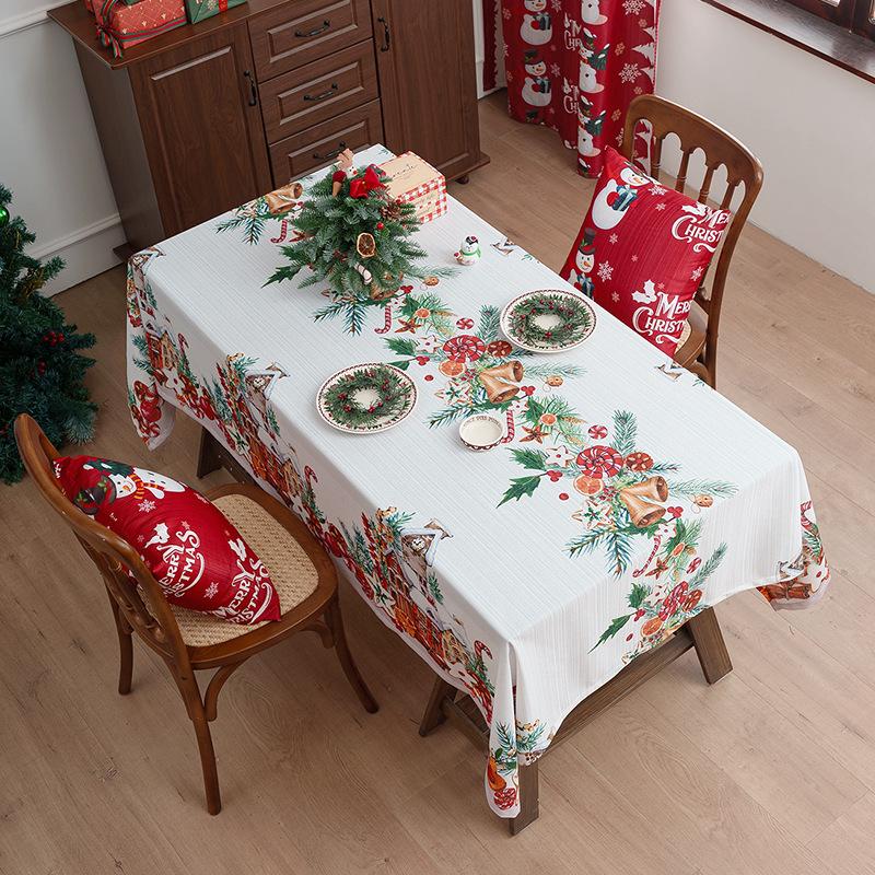 American Tablecloth Christmas Theme Table Cloth Printed Christmas Green Tablecloth Holiday Decorative Tablecloth Manufacturer