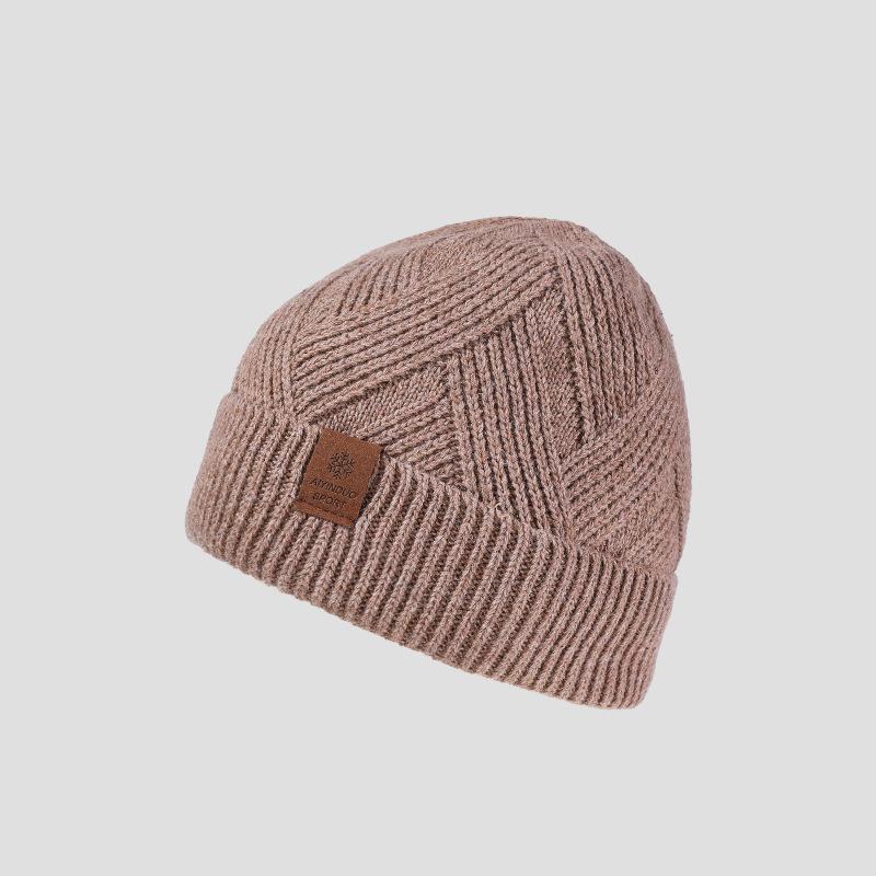 Wool Knitted Hat Men's Autumn Winter Double-Layer Velvet Ear Protection Hat