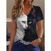 Women's T Shirt Cat Graphic Animal Stylish Classic Casual Short Sleeve Crew Neck Regular