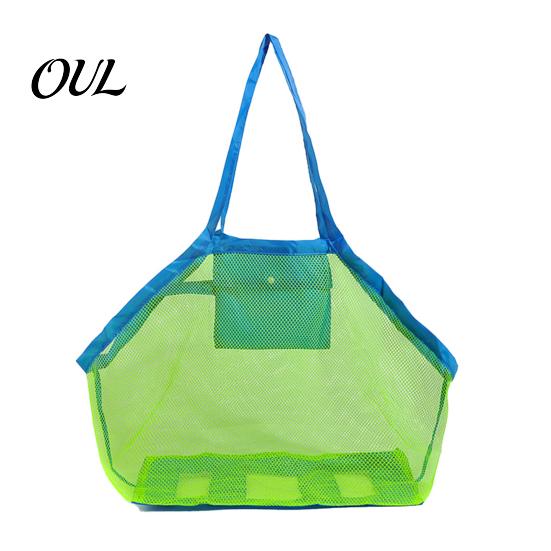 Beach Toy Storage Bag, Lightweight Foldable Mesh Breathable Compact Organizer Easy Carry Tote, for Outdoor Parties Travel Essentials Bag