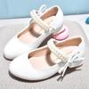 Girls' White Princess Performance Shoes - High-Heeled Children's Shoes for Competitions and Events (Spring/Autumn)