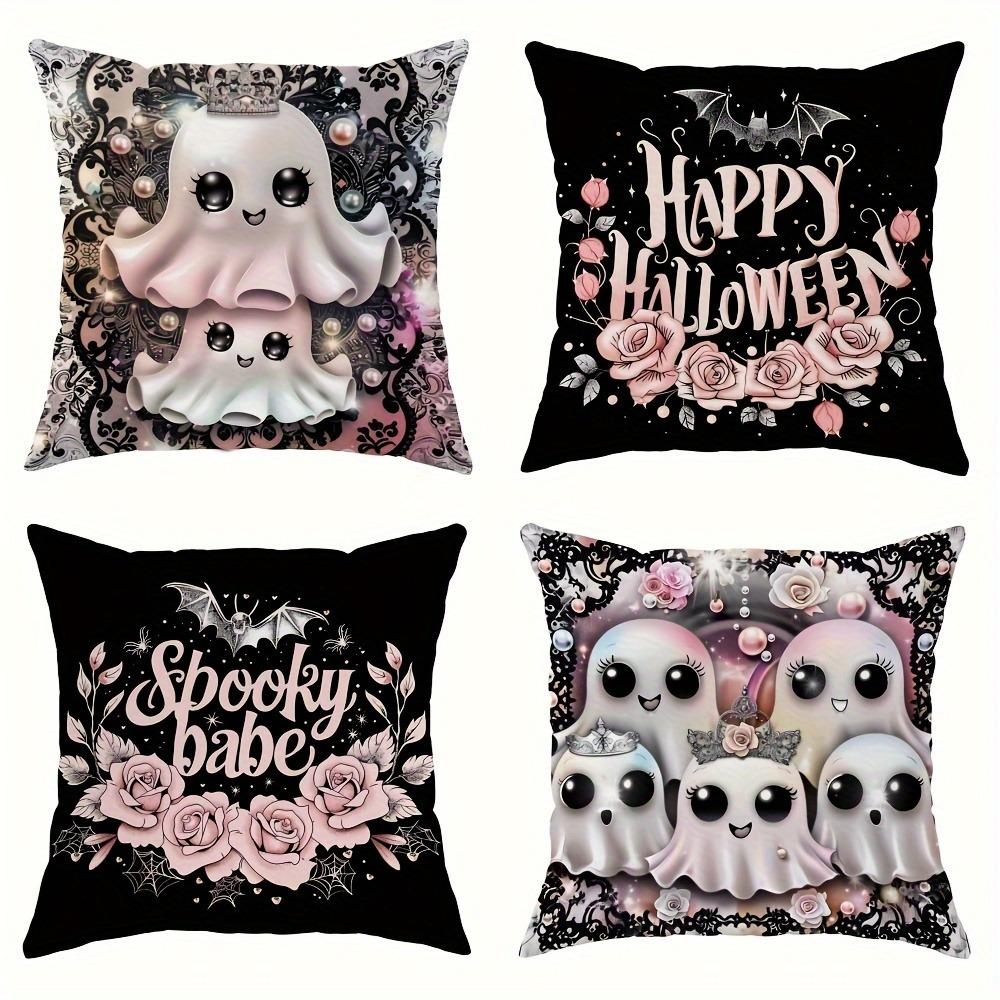 Spooky and Cute Halloween Pillowcases: Ghosts and Happy Halloween Designs Sofa Cushion Cover Holiday Party Decoration Gift