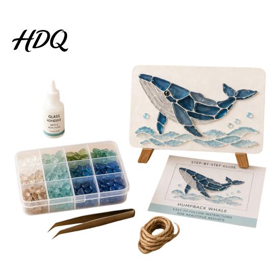 DIY Craft Kits for Adults Sea Glass Art Mosaic Kit Ocean Animal Themed Set Adult Crafting Gift Ideas Beginner Handmade Material Pack Coastal