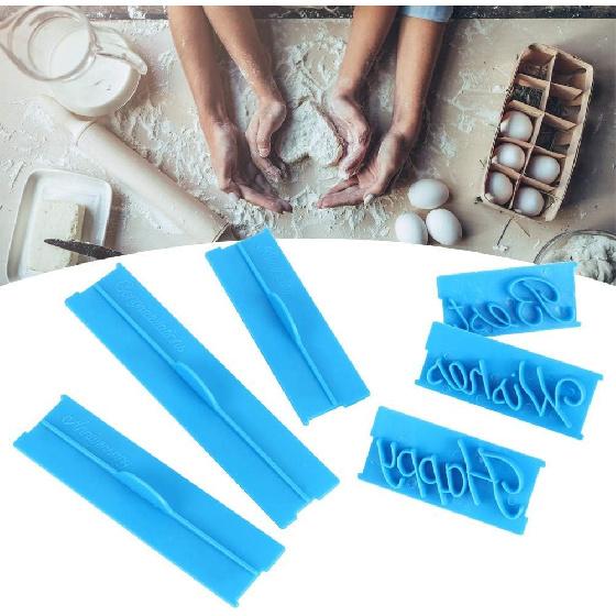 Handwriting Letter Cake Fondant Stencil Template Plastic Cake Embosser Decorating Printing 3 Set
