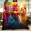 1Pcs Cozy Funny Chicken Printed Flannel Blanket Lightweight Soft Throw Soft All Season Bedspread for Couch Camping Travel