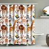 Animal Print Shower Curtain Cartoon Giraffe Lion Decorative Bath Rug With Hooks Set For Kids Bathroom Accessories Home Decoratio