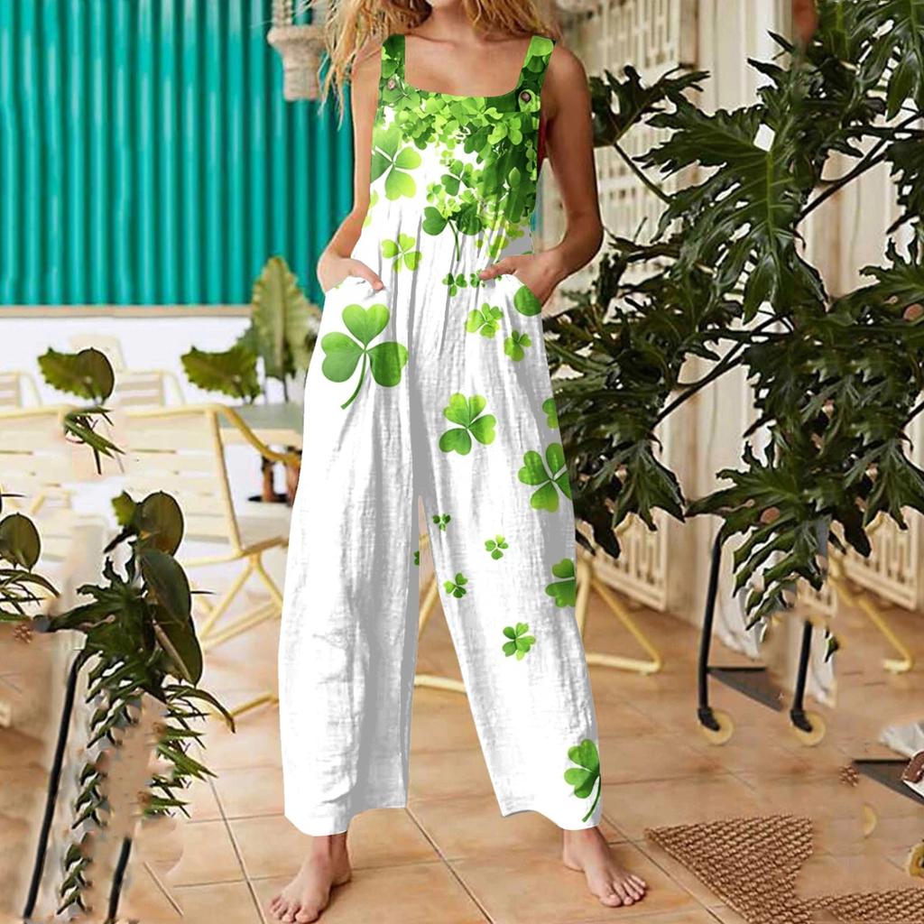 Womens Casual Overalls Jumpsuits Adjustable Straps Sleeveless Summer Cute Comfy Rompers With Pocket