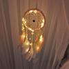 Creative Weaving Feather Wind Chime with Light Creative Home Pendant Gift Hanging Drop Feathers Dream Catcher Home Bedroom Decor